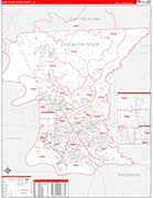 E. Baton Rouge County Wall Map Red Line Style